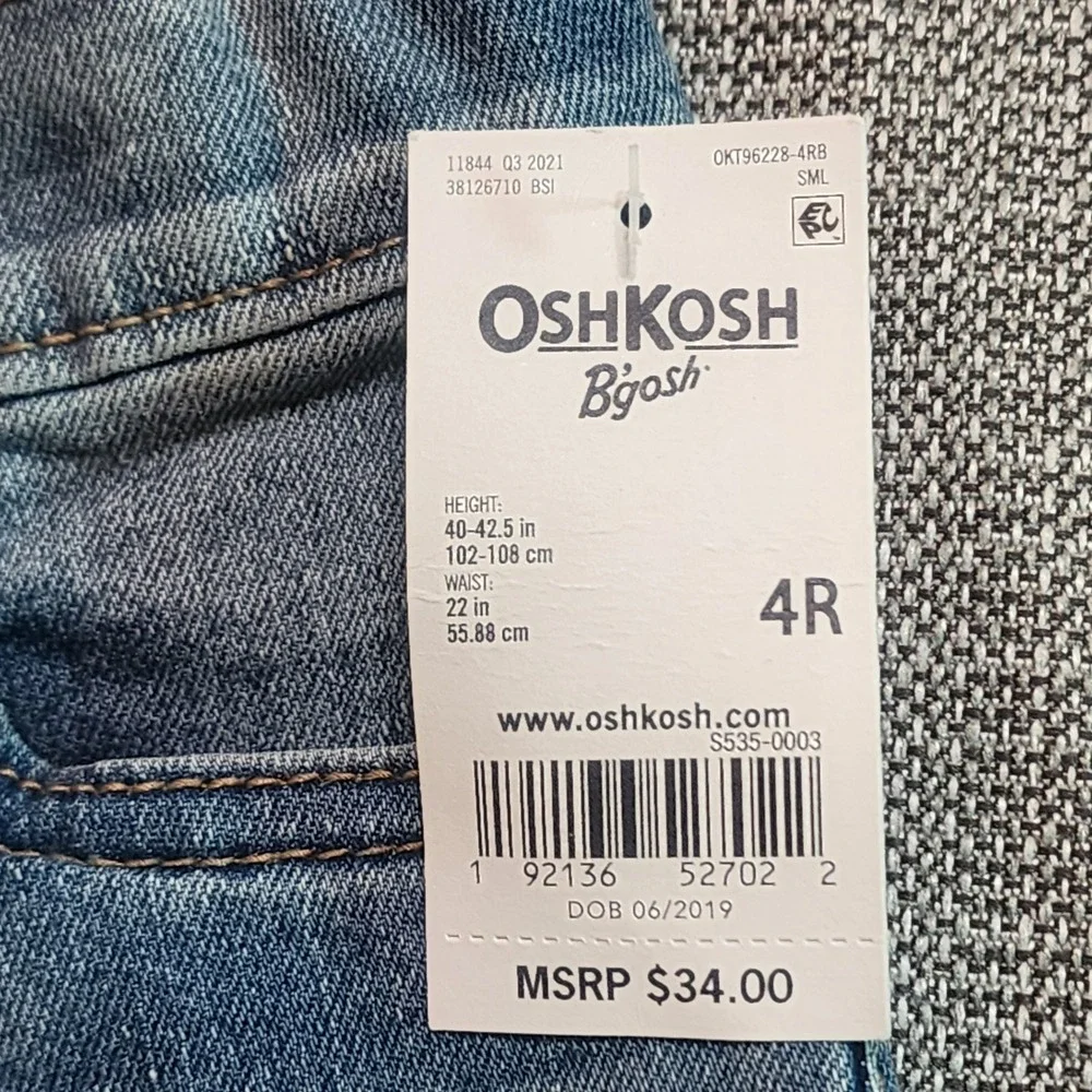 OshKosh B'gosh Classic Jeans Kids 4R Blue Denim Straight Leg Unisex